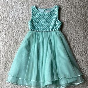 Rare Editions Aqua Woven Bodice Dress